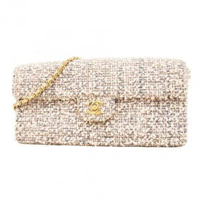 Chanel Chocobar Shoulder Bag with Chain Bag, Beige Tweed, Multicolor, Women's