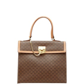 Celine Macadam handbag in brown leather for women.