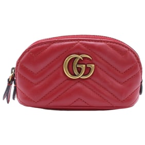 GUCCI 625691 GG Marmont Keychain Mini Wallet/Key Pouch/Coin Case, Red, Women's
