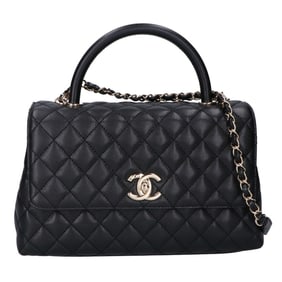 CHANEL Caviar Leather Bag with Gold Hardware and Coco Handles, Size 29, 2-Way Shoulder Bag, Handbag,