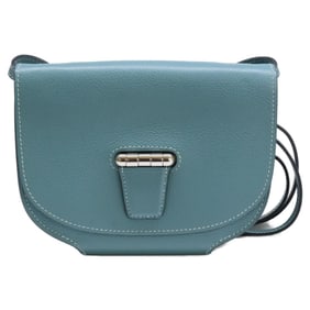 HERMES Mini Conbainer Shoulder Wallet Bag in Evercolor Leather with R Stamp, Ciel Design and Silver