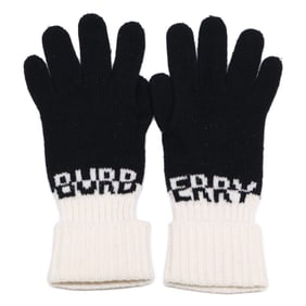 BURBERRY 8058059 72F Cashmere Knit Gloves, Sizes S and M, Black White, Men's