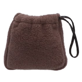 FENDI Shearling and Mouton Pouch, Dark Brown, Women's