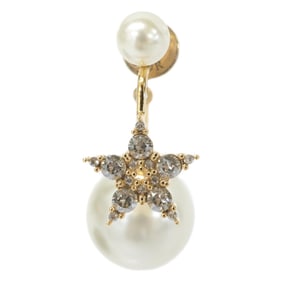 Christian Dior Tribal Rhinestone Resin Pearl Star Single Earring in Gold for Women