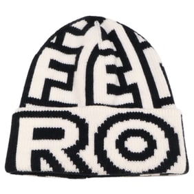 FENDI x MARC JACOBS FXQ950 Logo Beanie Knit Hat, Sizes S and M, Black White, Women's