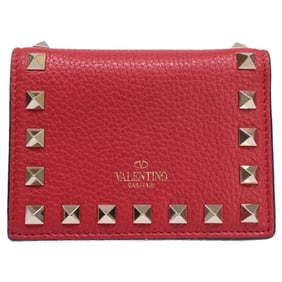 Valentino Garavani TW2P0P39VSH Rockstud Bi-fold Wallet (with Coin Purse) Red Women's