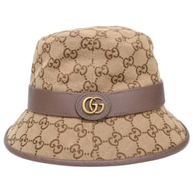 GUCCI GG Canvas Fedora Hat, Size L, Brown, Women's, 576587