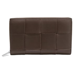 BOTTEGA VENETA Cassette Zip-Around Wallet with Coin Pocket, Dark Brown, Women's