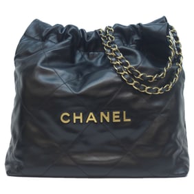 CHANEL 22 Small Shoulder Bag, Black, G Hardware, Shiny Calfskin, Chain Women's