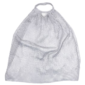 PRADA 90s Vintage Lamé Mesh Tote Bag, Silver, Women's