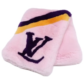 LOUIS VUITTON M70272 Rabbit Fur and Silk Tippet, Pink, Yellow, Purple, Women's