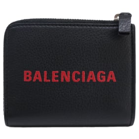 BALENCIAGA 505046 L-shaped zipper wallet/coin case in black and red for men