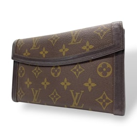 Louis Vuitton LV Monogram Long Wallet Flap Brown Leather Men's Women's W5