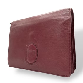 Cartier Must Line Clutch Bag/Second Bag, Bordeaux/Wine Red Leather with 2C Motif, Men's A1