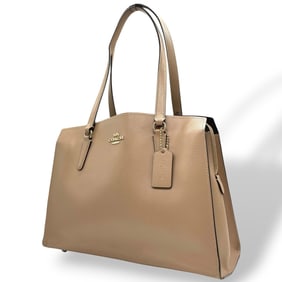 Coach Tote Bag, Handbag, Pebbled Leather, C4076, Beige, Gold Hardware, Business 2