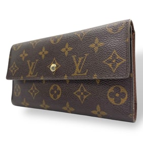 Louis Vuitton LV Monogram Porte Tresor International M61215 Long Wallet, Brown Leather, Serial