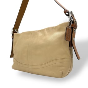 Coach One-Shoulder Bag, Leather, F10939, Beige, Brown, Silver Hardware, S52