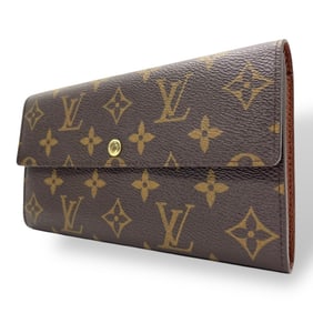 Louis Vuitton Monogram Portefeuille Sarah Long Wallet M61734 with Serial Engraving, Brown Flap, W1