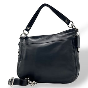 Coach Leather Shoulder Bag, One-Shoulder, Black, 2-Way, Glove-Tan Leather, Silver Hardware, S50