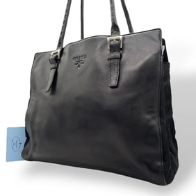 PRADA Prada Tote Bag, One-Shoulder Black Nero, All Leather, Silver Hardware, B5339, Women's, D7