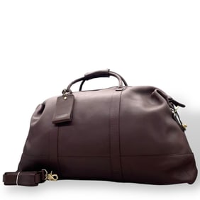 Coach Leather Boston Bag/Shoulder Bag, 2-Way, Brown, Gold Hardware, X