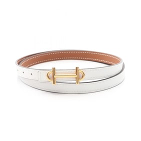 Hermes Hermès Gamma belt, clothing, Epsom leather, Swift women's, white, brown