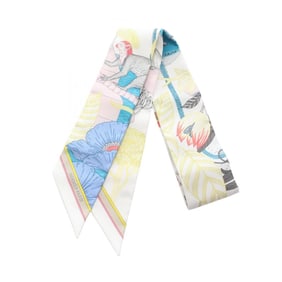 Hermes Hermès Twilly Precious Paradise Silk Scarf for Women in White and Multicolor