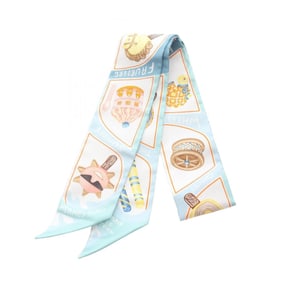 Hermes Hermès Twilly FUNNY ICE CREAM Silk Scarf for Women in Multicolor Blue