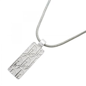 Christian Dior Necklace, Plate, Metal, Rhinestone, Silver, Women's