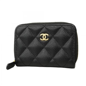 Chanel Wallet/Coin Case Matelasse Caviar Leather Black Women's