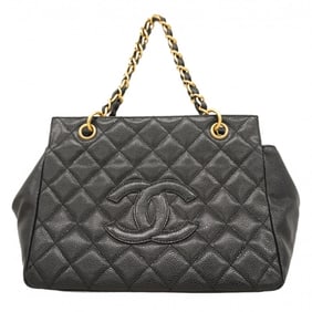 Chanel Matelasse Chain Handbag in Caviar Skin, Black, Women's
