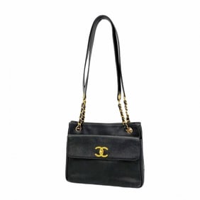 Chanel Shoulder Bag Chain Caviar Skin Black Women's