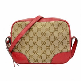 Gucci Shoulder Bag GG Canvas 449413 Brown Red Champagne Women's