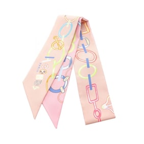 Hermes Hermès Twilly Do Re Boucles Silk Scarf for Women in Multicolored Pink