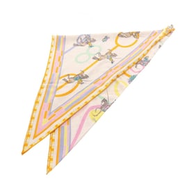 Hermes Hermès Passades et Serpentines Triangle Scarf, Silk, Cashmere, and Women's, Beige, Orange,