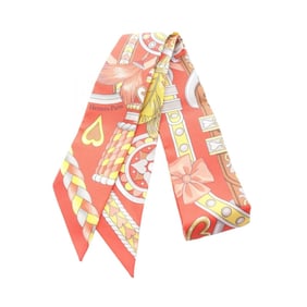 Hermes Hermès HARNAIS DE COEUR Twilly Scarf, Silk, Women's, Red, Yellow, Multicolor