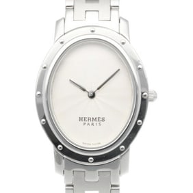 Hermès Clipper Oval Watch, Stainless Steel, C01.510, Quartz Movement, Refinished, Women's, HERMES