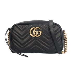 Gucci GG Marmont Shoulder Bag, Leather, 447632, Black, Women's, GUCCI