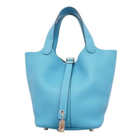 Hermé Picotin Lock PM Handbag in Taurillon Clemence Blue Noir with Z Stamp for Women