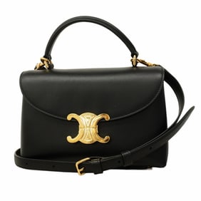 Celine Triomphe Teenino Leather Handbag in Black, 2-Way Bag for Women