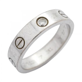 Cartier Mini Love 1PD Ring, 18K White Gold with Diamonds, #50, Women's