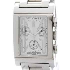 BVLGARI Rettangolo Stainless Steel Quartz Mens Watch RTC49S Polished