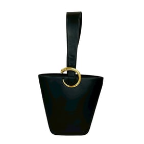 Unused Cartier Panther Panthère hardware leather mini handbag tote bag in black, model 343-7