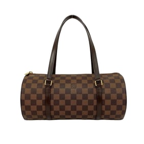 LOUIS VUITTON Papillon 30 Damier Print Leather Handbag/Mini Boston Bag Brown 3130
