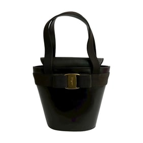Salvatore Ferragamo Vara Ribbon Leather Handbag/Mini Tote Bag, Brown, d15-5