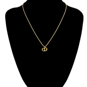 Christian Dior CD logo necklace pendant gold 182-8