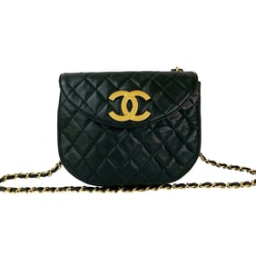 CHANEL Matelasse Deca Coco Lambskin Mini Shoulder Bag/Pochette in Black 97785