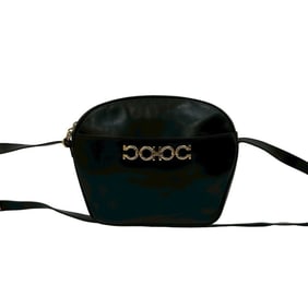 Salvatore Ferragamo Gancini hardware leather shoulder bag/pouch in black (14026)