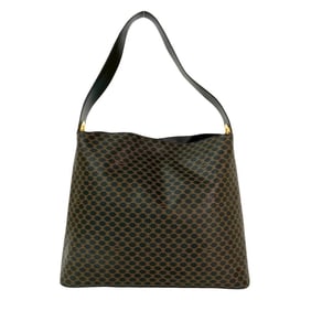 CELINE Macadam Blason Triomphe Leather Semi-Shoulder Bag/Tote Bag in Black and Brown (30579)