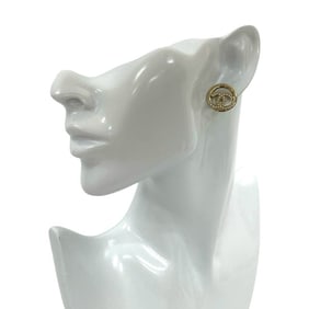 CHANEL Coco Mark motif rhinestone earrings, gold, 62245